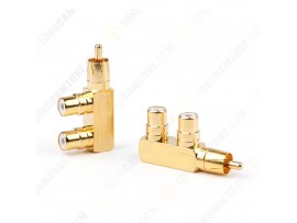RCA Y Splitter Gold Adapter 1 Male to 2 Female